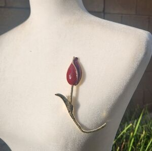 Elegant Reddish Tulip Brooch